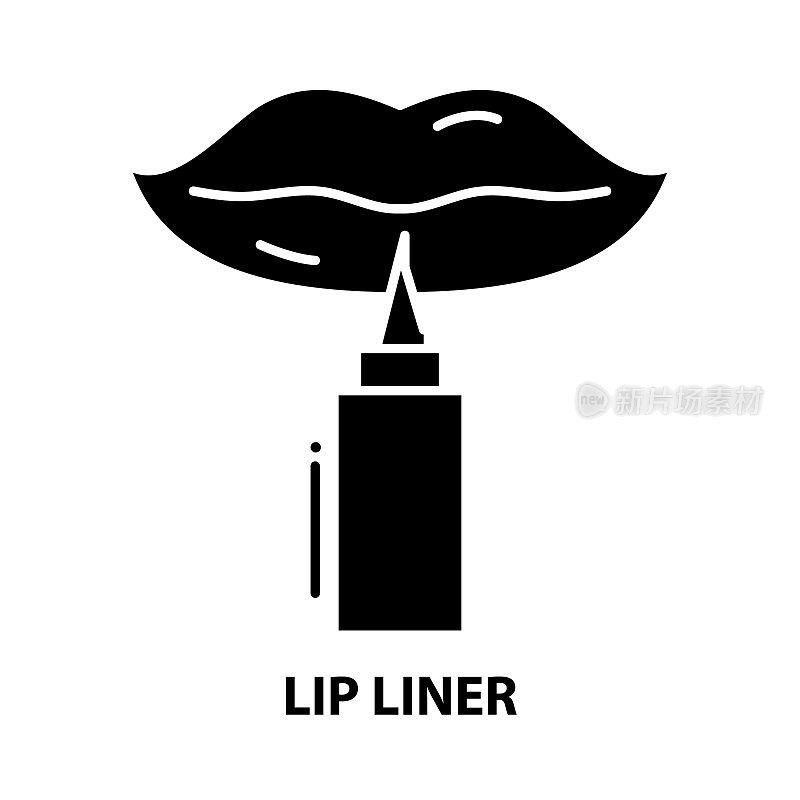 lip liner icon, black vector sign with editable strokes, concept illustration